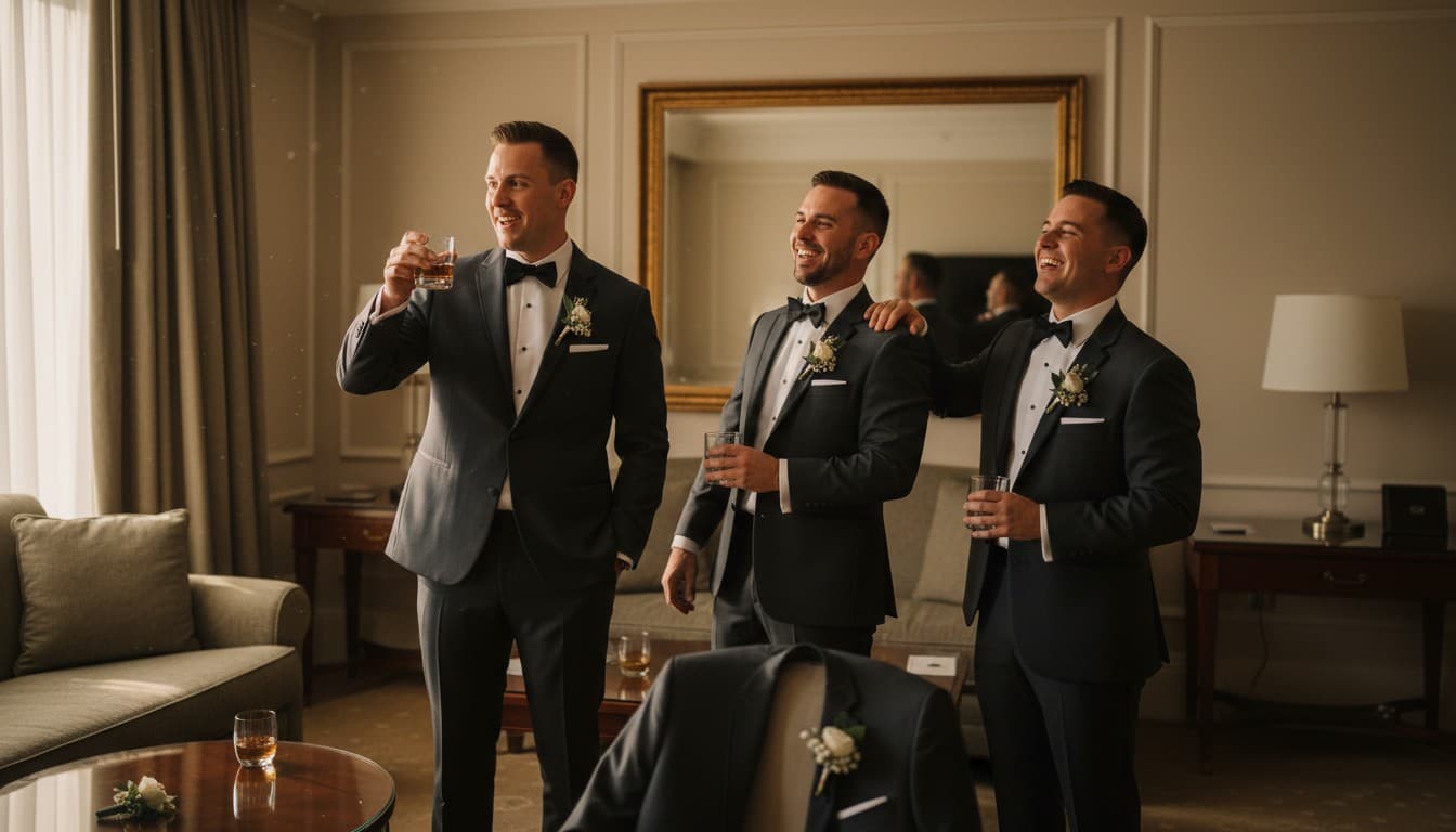 Groomsman delivering a toast at a wedding reception