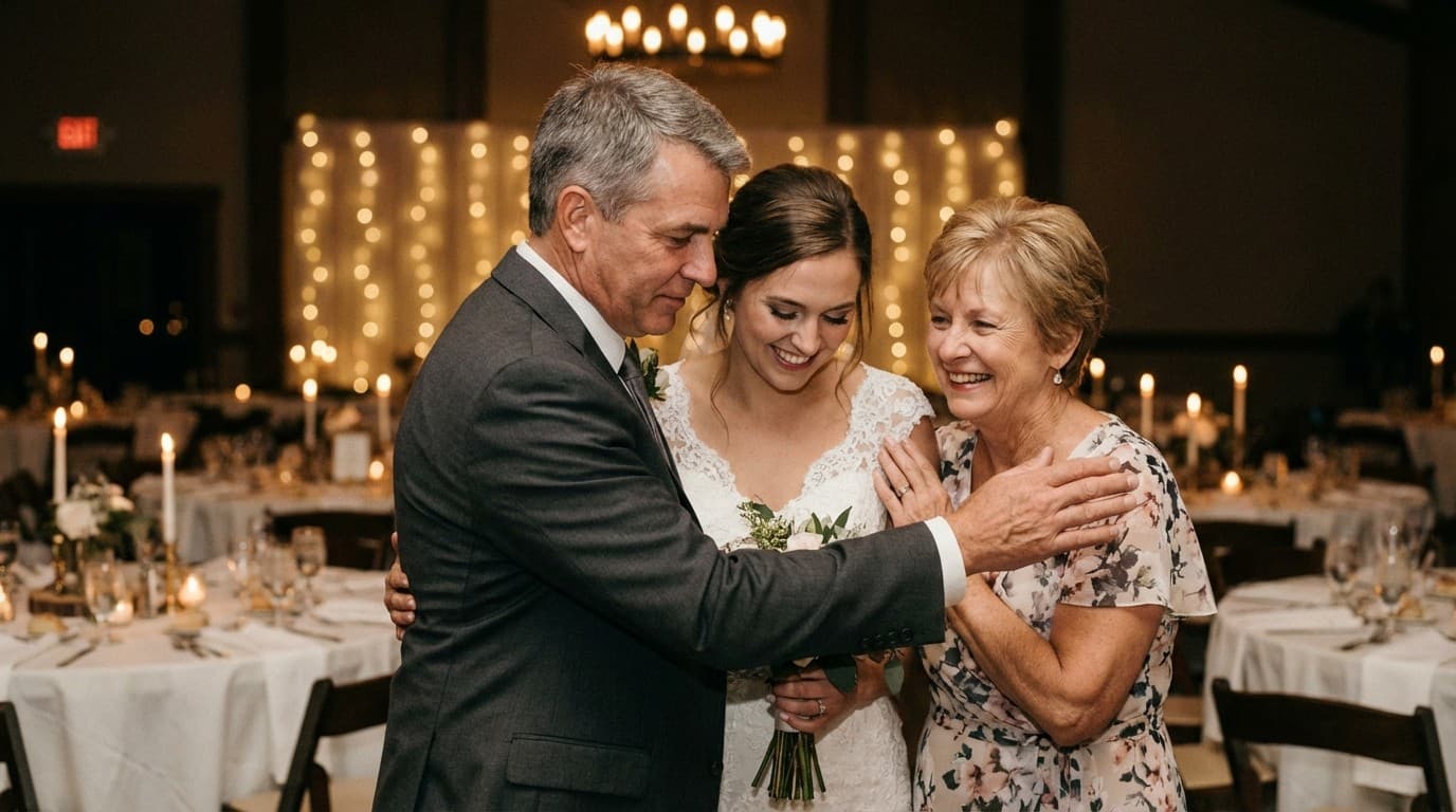 Sister of the groom giving a speech at a wedding reception