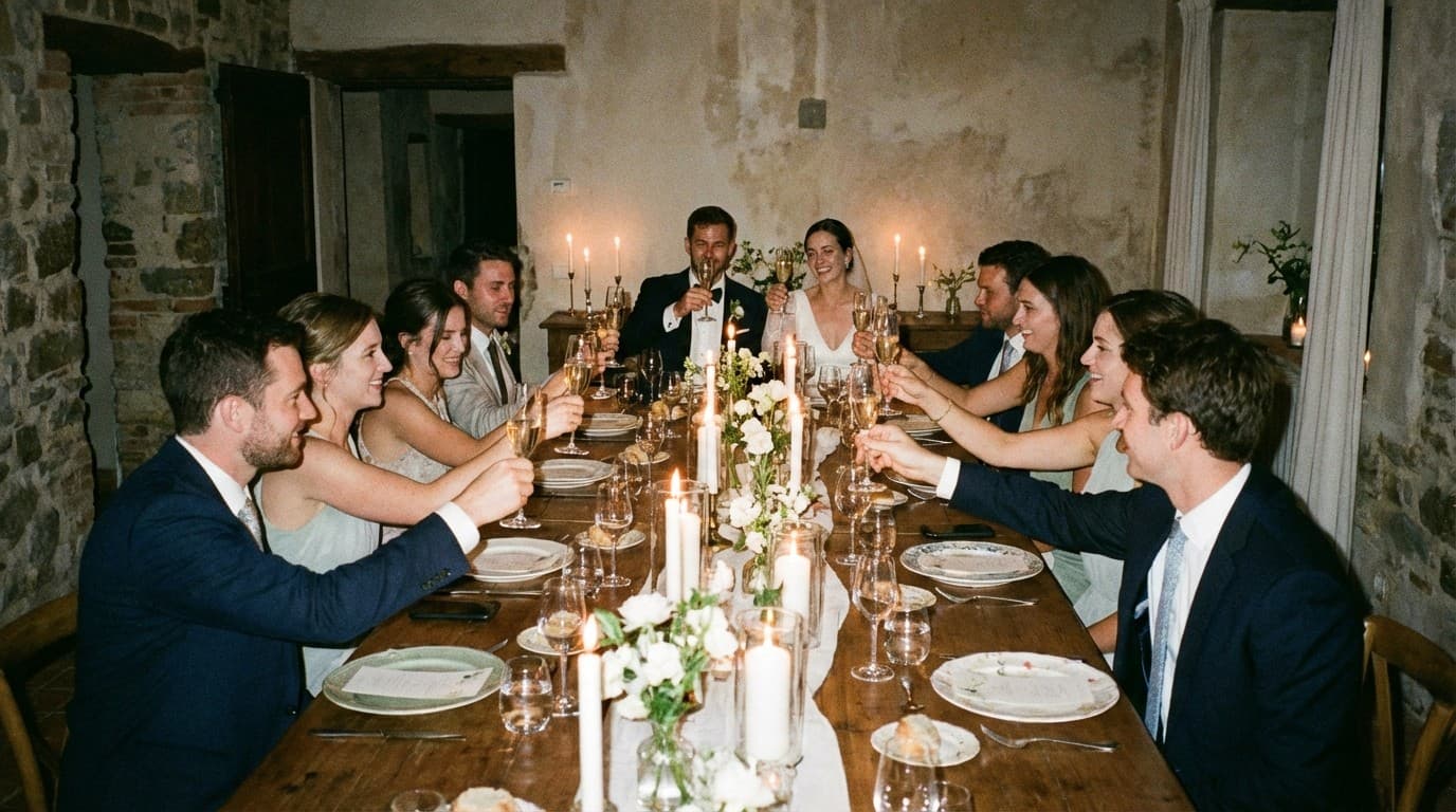 Intimate wedding toast at a second marriage celebration